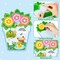 Spring Flower Pot Stickers - 12 Sets of Garden Theme Art Craft Kit for Kids School Activity Make Your Own Nature Sunflower Scene with Butterfly Frog Bug Animal DIY Insect Game Party Favor Gift
